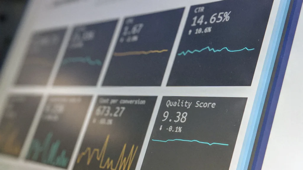 Advertising performance dashboard on a screen
